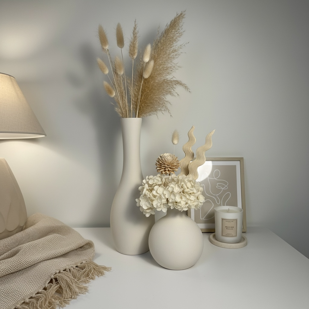 Elegant Paulownia Wood Vase - White