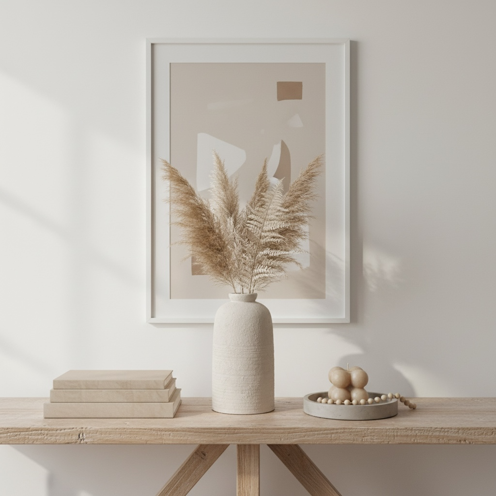 Minimalist Textured Ceramic Vase 12.5” - Light Beige