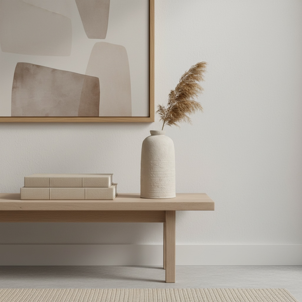 Minimalist Textured Ceramic Vase 12.5” - Light Beige