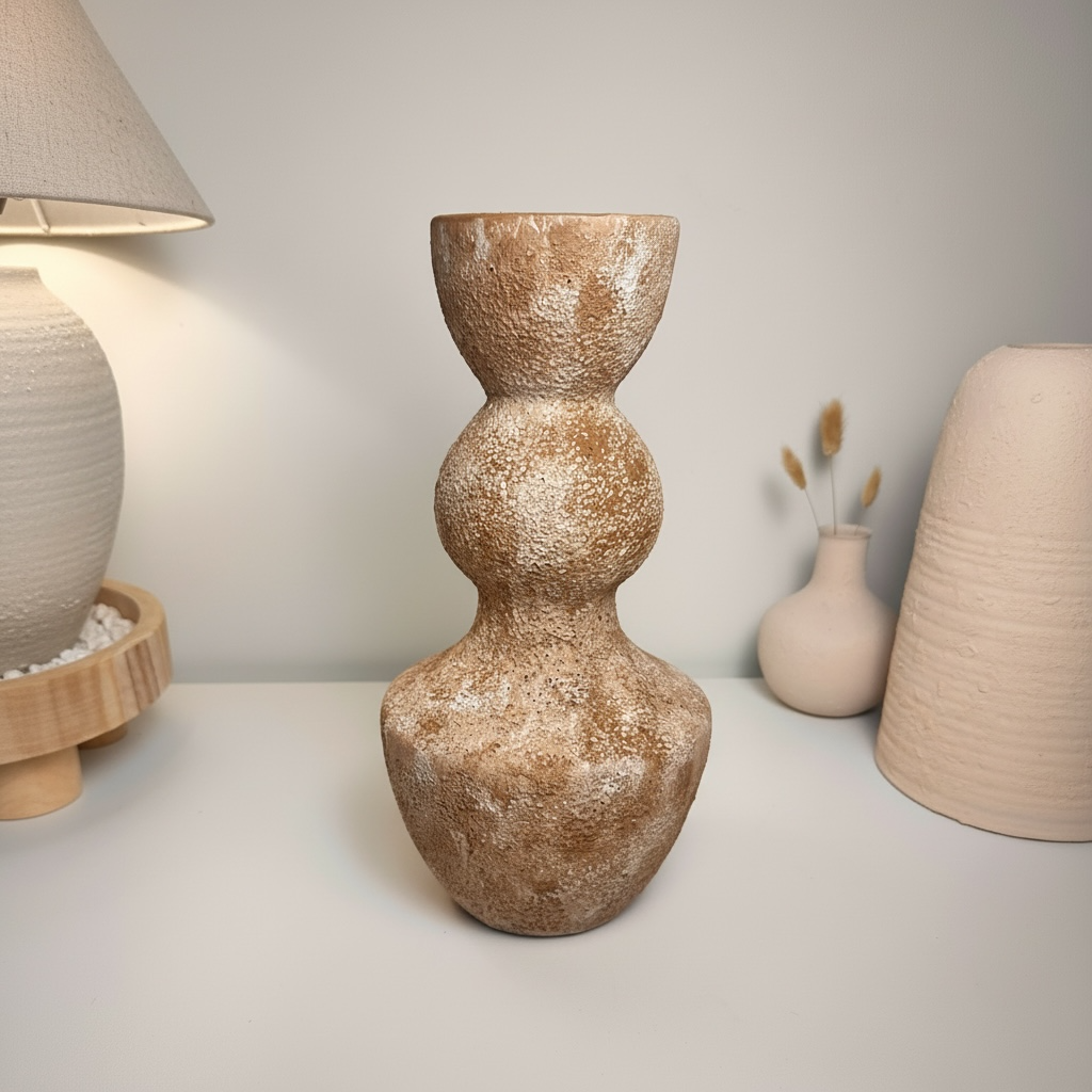 Minimalist Distressed Brown Washed Vase 14"