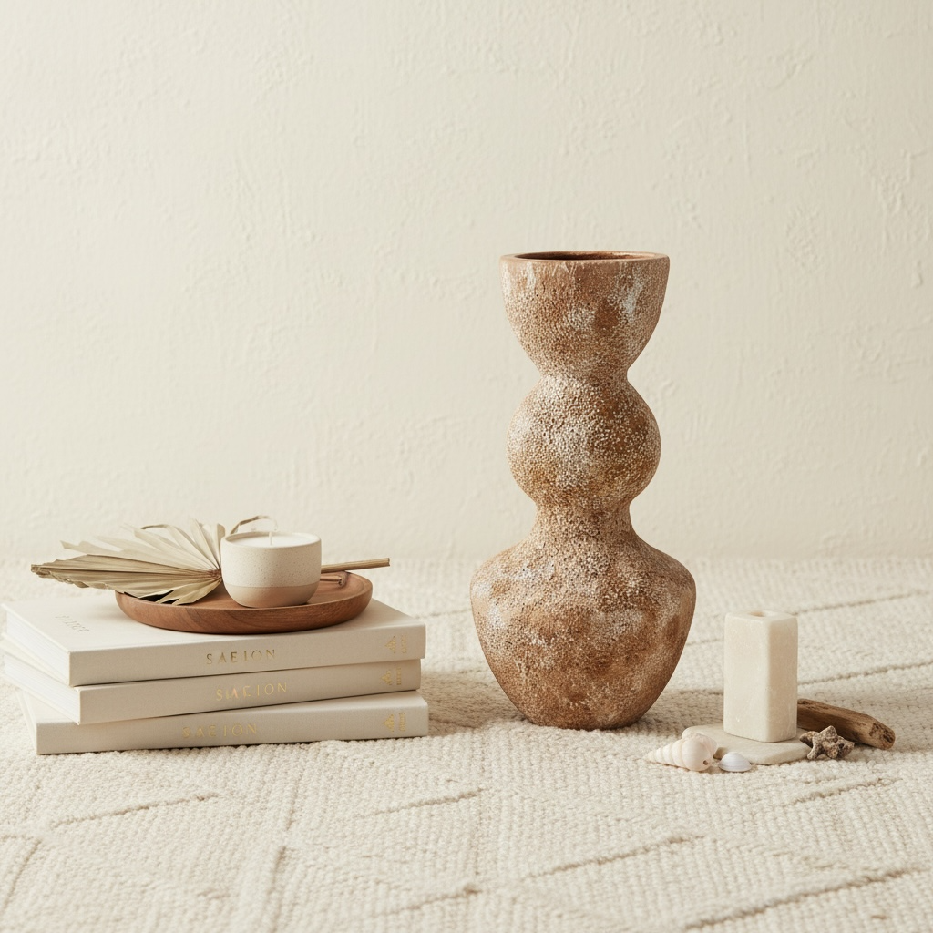 Minimalist Distressed Brown Washed Vase 14"
