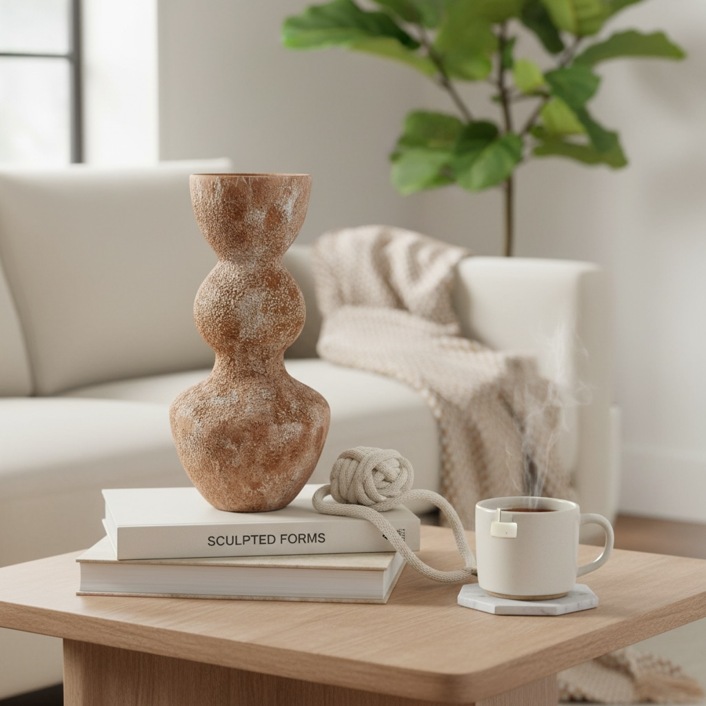 Minimalist Distressed Brown Washed Vase 14"