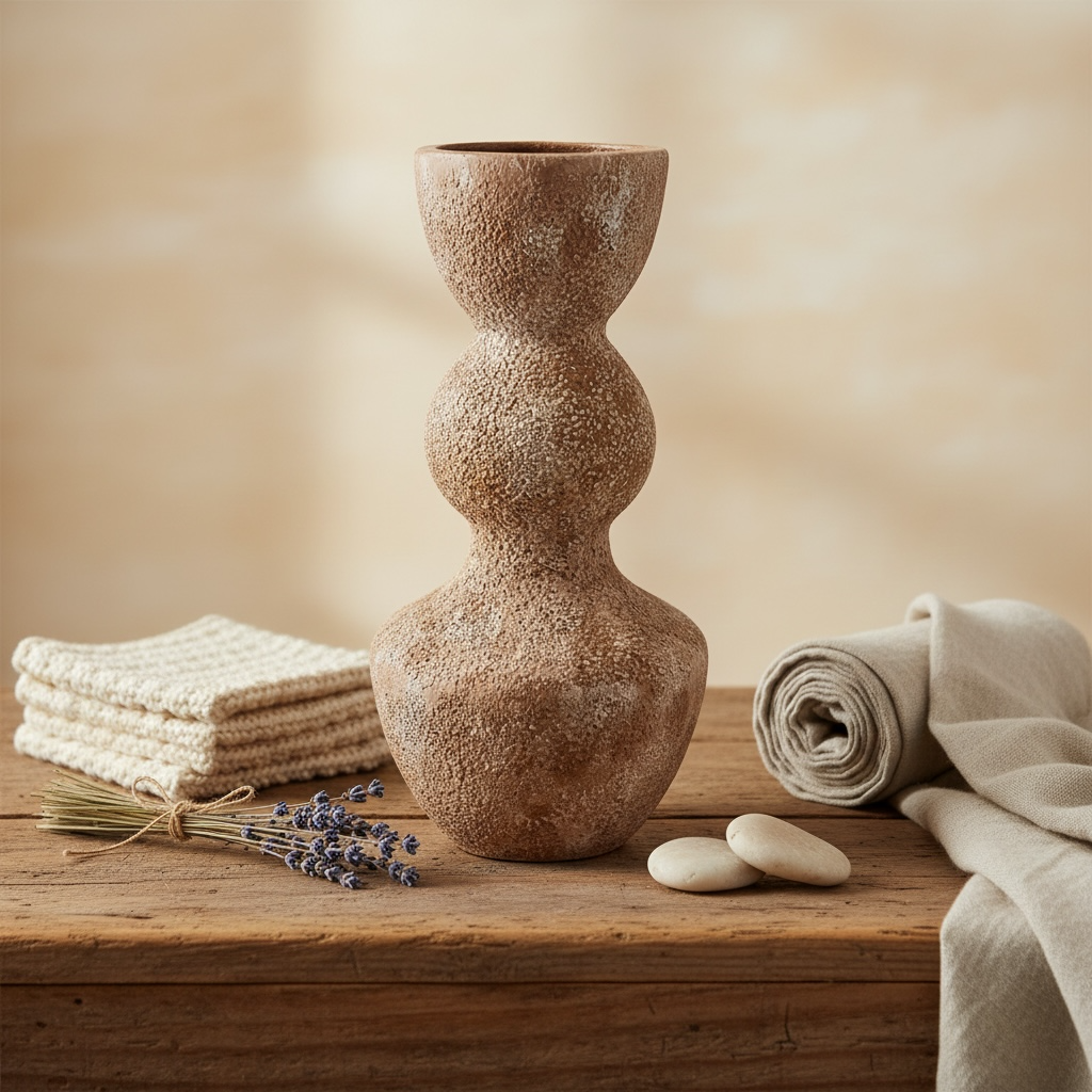 Minimalist Distressed Brown Washed Vase 14"