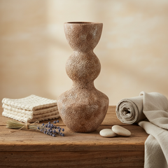 Minimalist Distressed Brown Washed Vase 14"