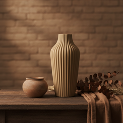 Modern Ceramic Vase with Stripes 13" tall