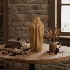 Modern Ceramic Vase with Stripes 13" tall