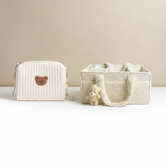 Set of 2 Pouch Bag for Stroller and Caddy Diaper Bag for Baby Essentials - Cream