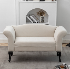 2 Seat Kids Sofa, Toddler Couch Lounge Bed with Wooden Legs - White