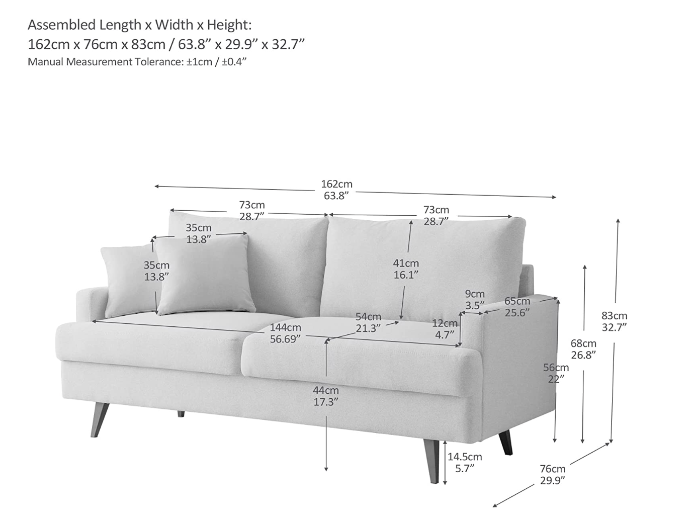 Modern Mini Sofa Couch Furniture Pillow Grey