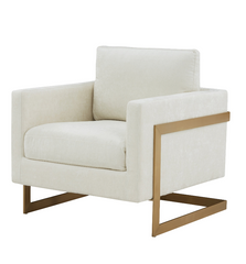 Contemporary Cream & Gold Fabric Accent Chair