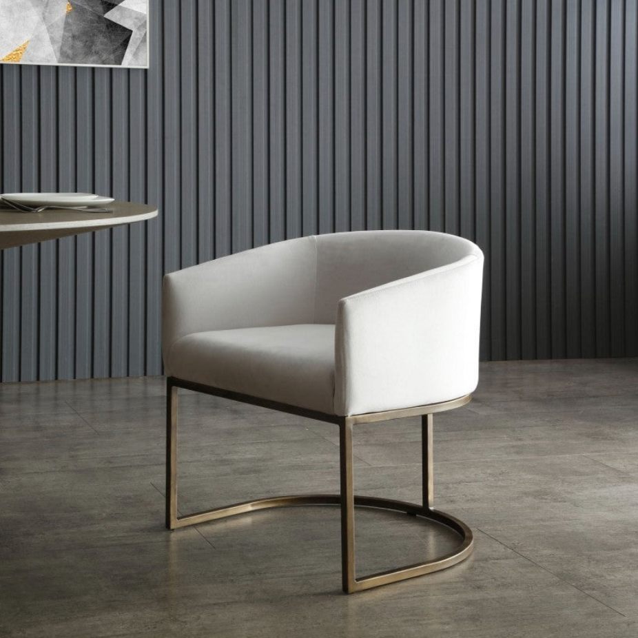 Modern Beige Velvet & Brass Dining Chair