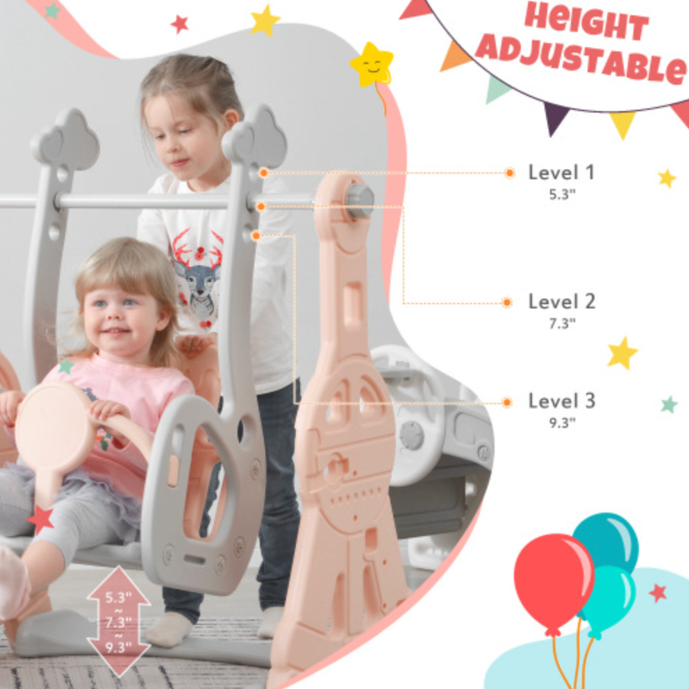 Toddler Slide and Swing Set 3 in 1, Kids Playground Climber Swing Play set with Basketball Hoops Freestanding Combination Indoor & Outdoor