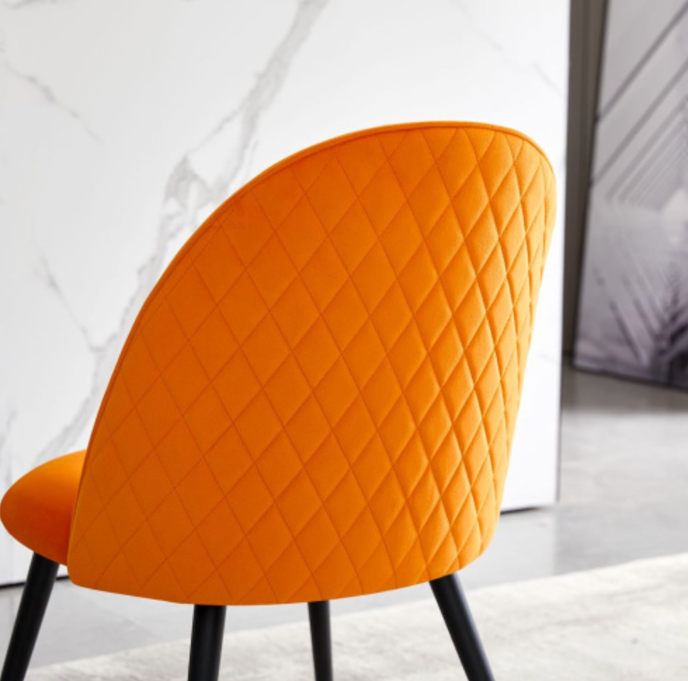 Velvet Dining Chair Metal Black Legs (Set of 4) - Orange