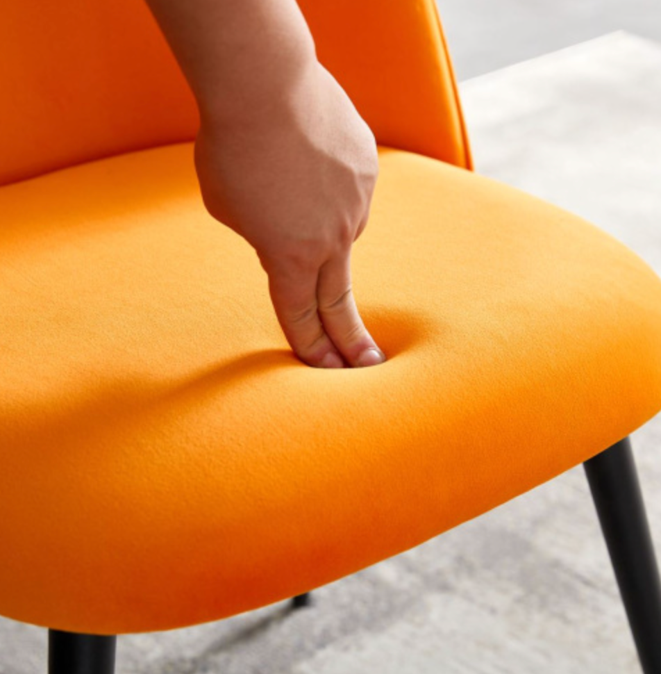 Velvet Dining Chair Metal Black Legs (Set of 4) - Orange
