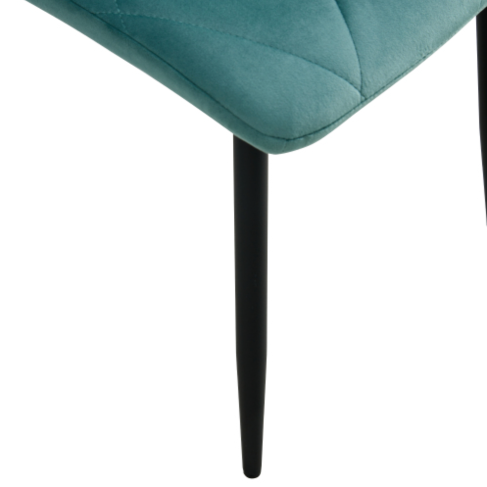 Modern Velvet Dining Chairs with Cushion Seat Back Black Coated Legs (Set of 4) - Antique Blue Green