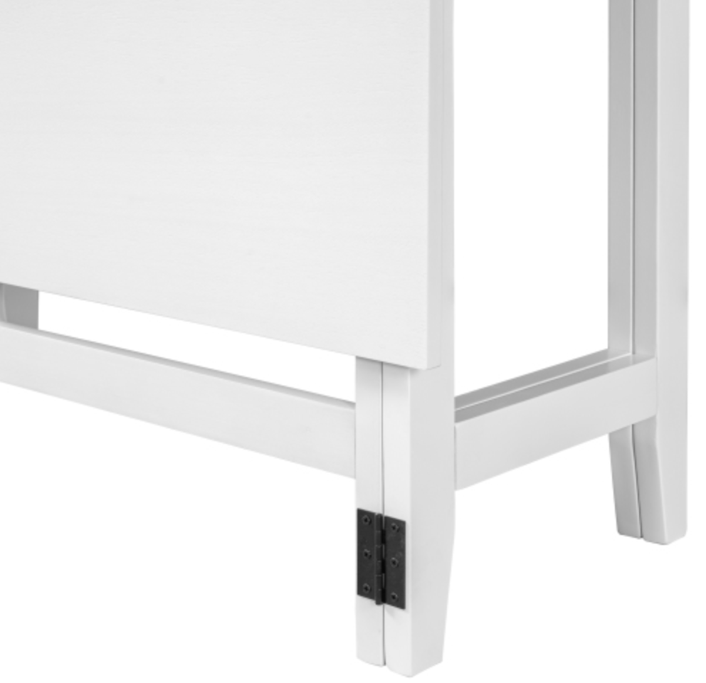 Farmhouse Wood Extendable Dining Table with Drop Leaf for Small Places - White