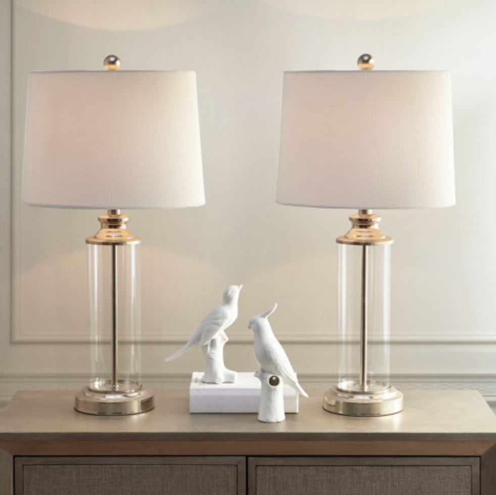 Clarity Glass Cylinder Table Lamp (Set of 2)