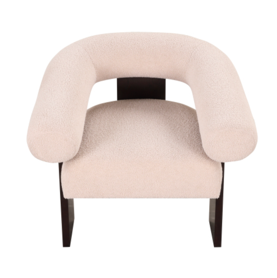 The Curved Wishbone Frame Accent Chair Teddy Velvet - Beige