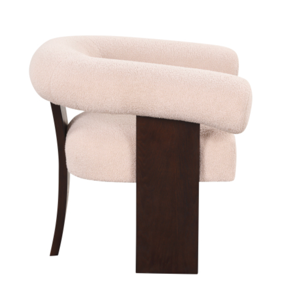 The Curved Wishbone Frame Accent Chair Teddy Velvet - Beige