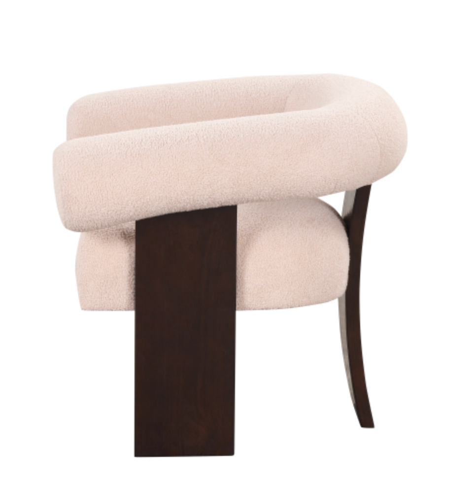 The Curved Wishbone Frame Accent Chair Teddy Velvet - Beige