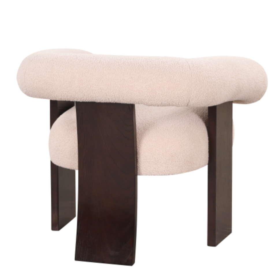 The Curved Wishbone Frame Accent Chair Teddy Velvet - Beige