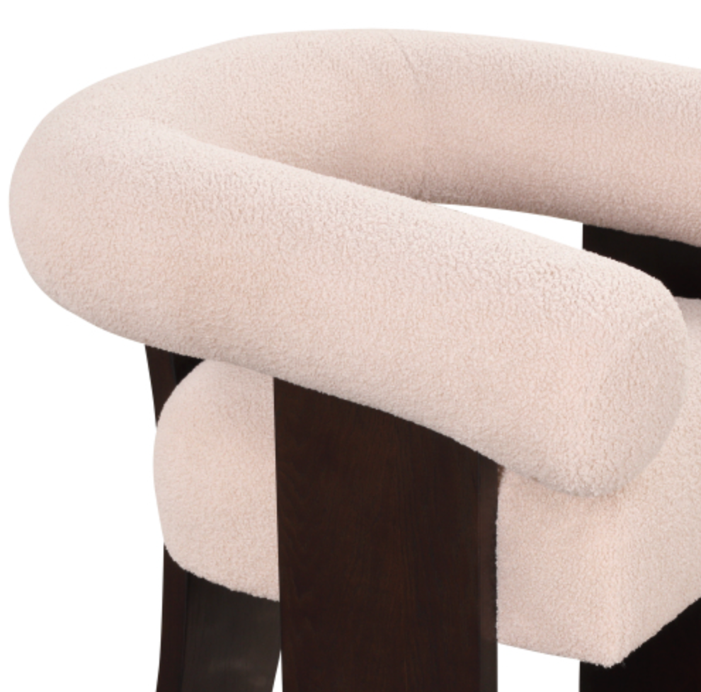 The Curved Wishbone Frame Accent Chair Teddy Velvet - Beige