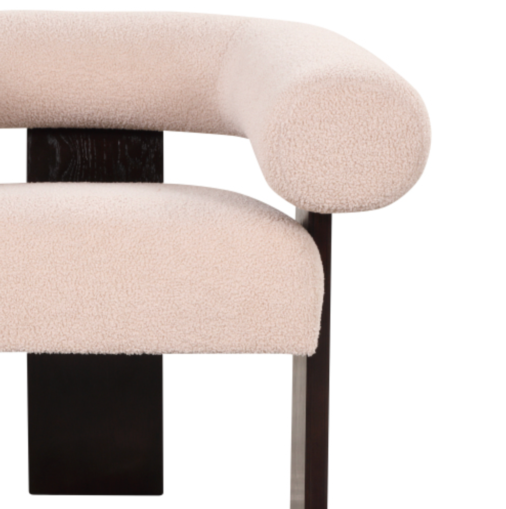 The Curved Wishbone Frame Accent Chair Teddy Velvet - Beige