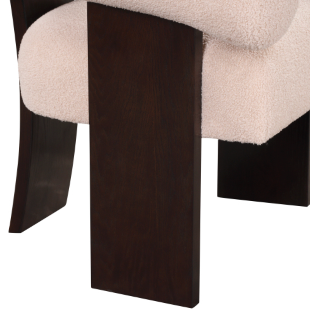 The Curved Wishbone Frame Accent Chair Teddy Velvet - Beige