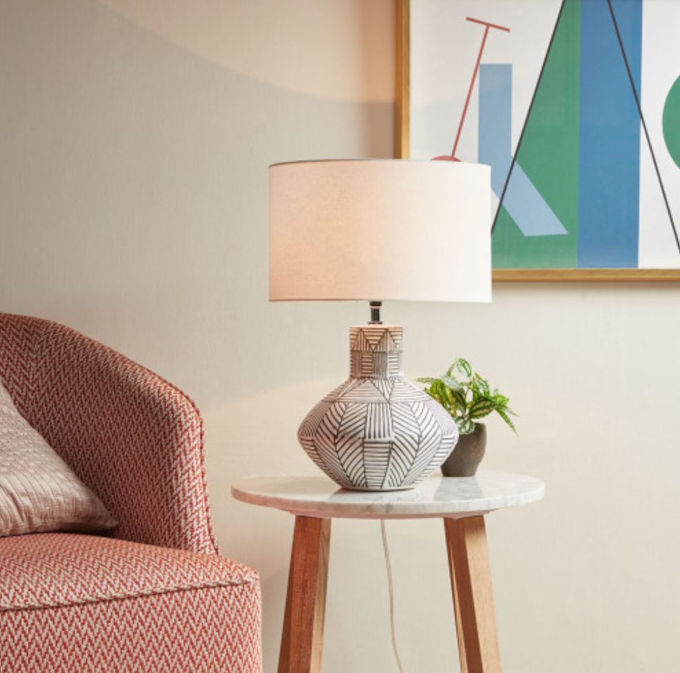 Agape Boho Ceramic Table Lamp - White