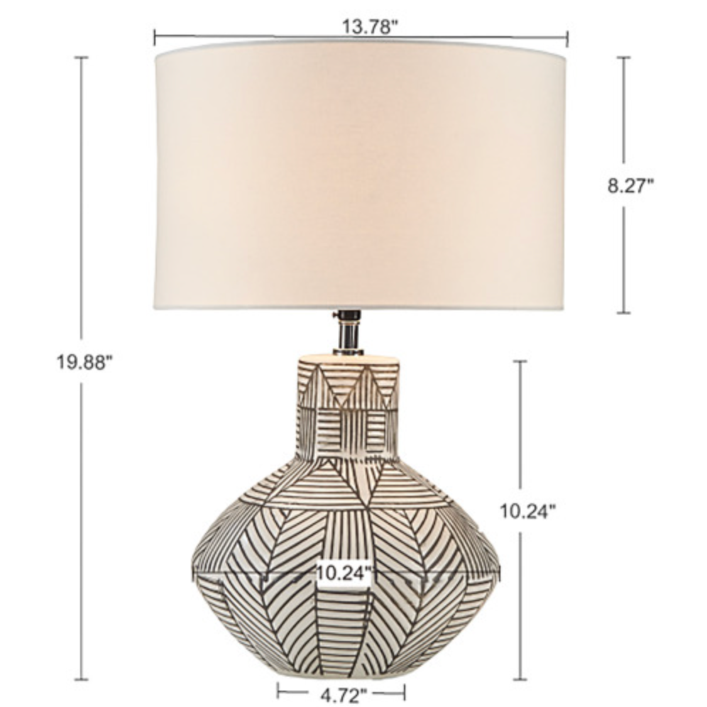 Agape Boho Ceramic Table Lamp - White