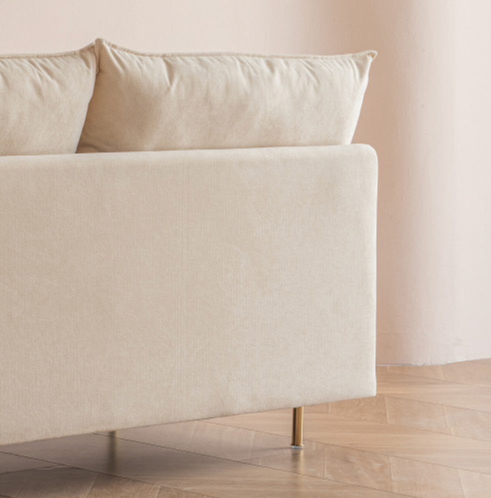 Modern Armless Loveseat Couch Armless Settee Bench - Beige Cotton Linen-59.8''