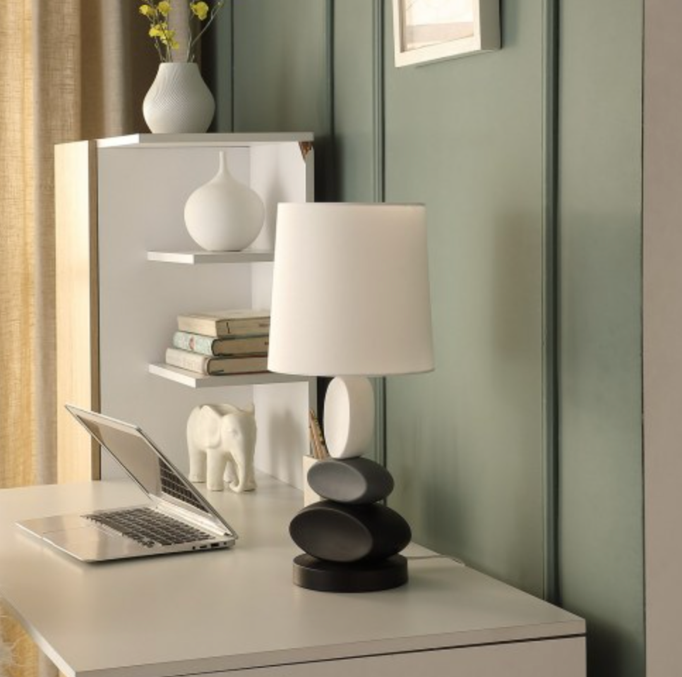 19" Rocks Modern Stacked Tablets Metal Table Lamp