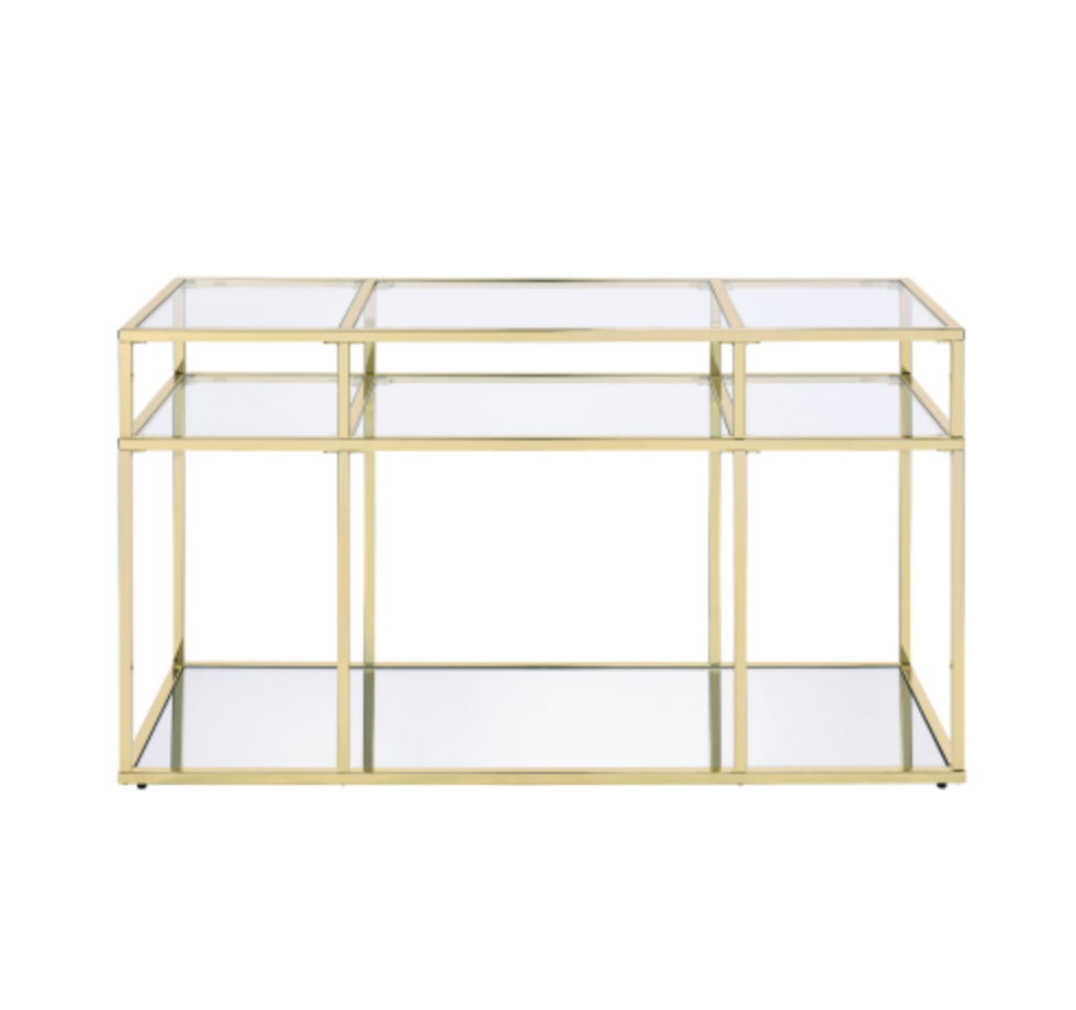 Uchenna Sofa Table, Clear Glass & Gold Finish
