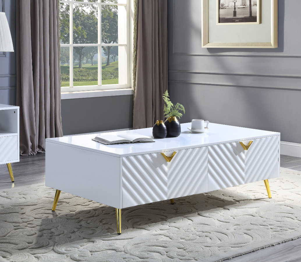 Gaines Coffee Table - White High Gloss Finish