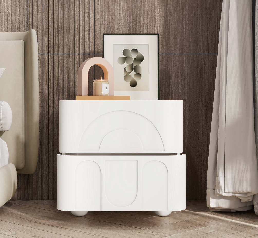 White Bedside Table With Wheels