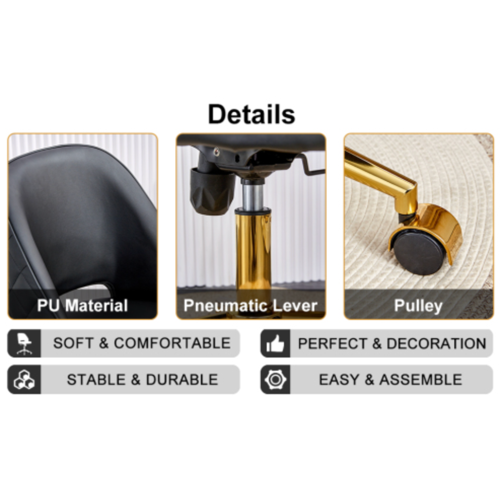 Modern Office Chair Adjustable 360 ° Swivel Chair - Black