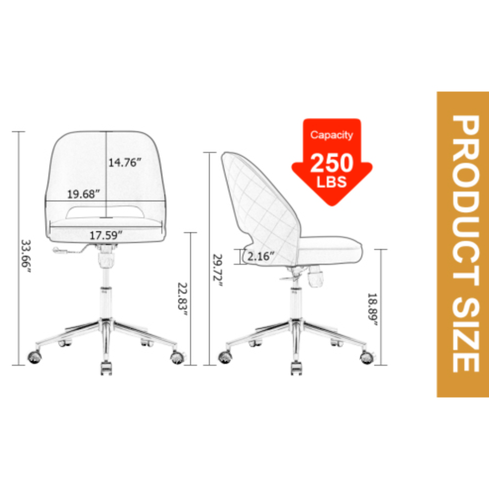Modern Office Chair Adjustable 360 ° Swivel Chair - Black