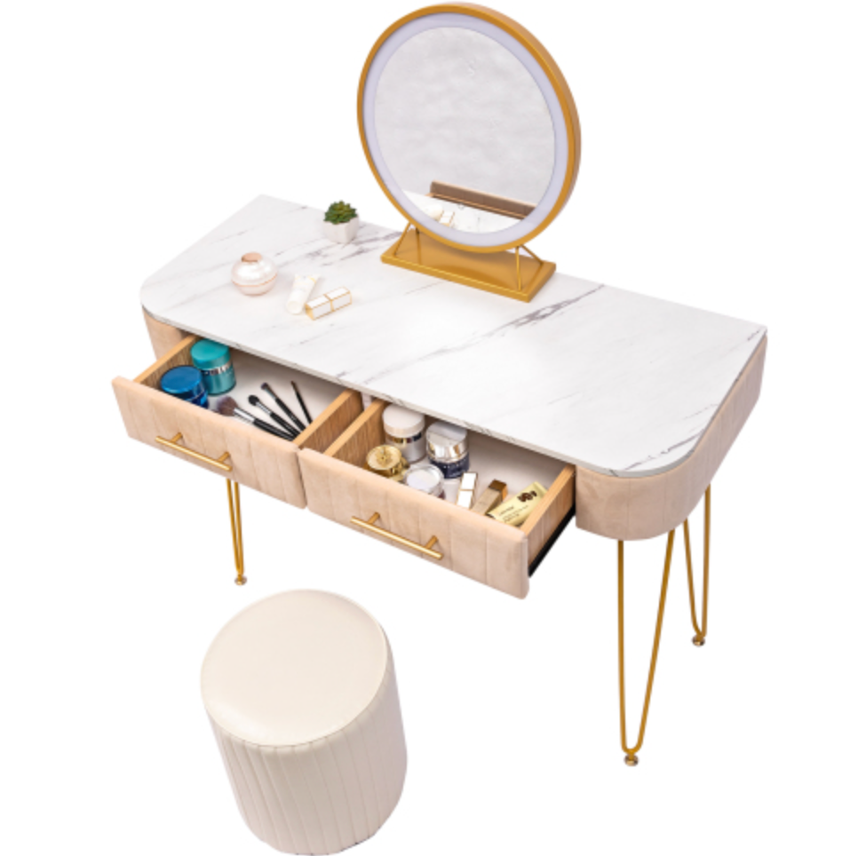 Length Flannel Soft Roll Makeup Vanity Set - White Oak
