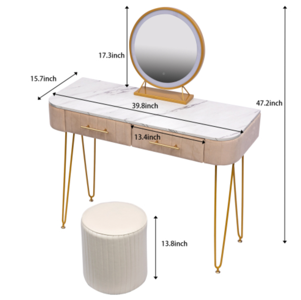 Length Flannel Soft Roll Makeup Vanity Set - White Oak