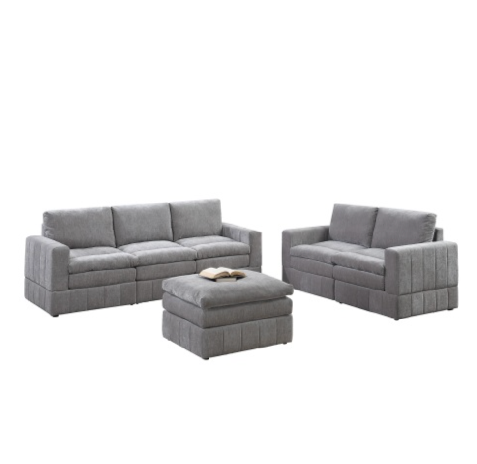 Contemporary 6pc Set Modular Sectional Set - Grey