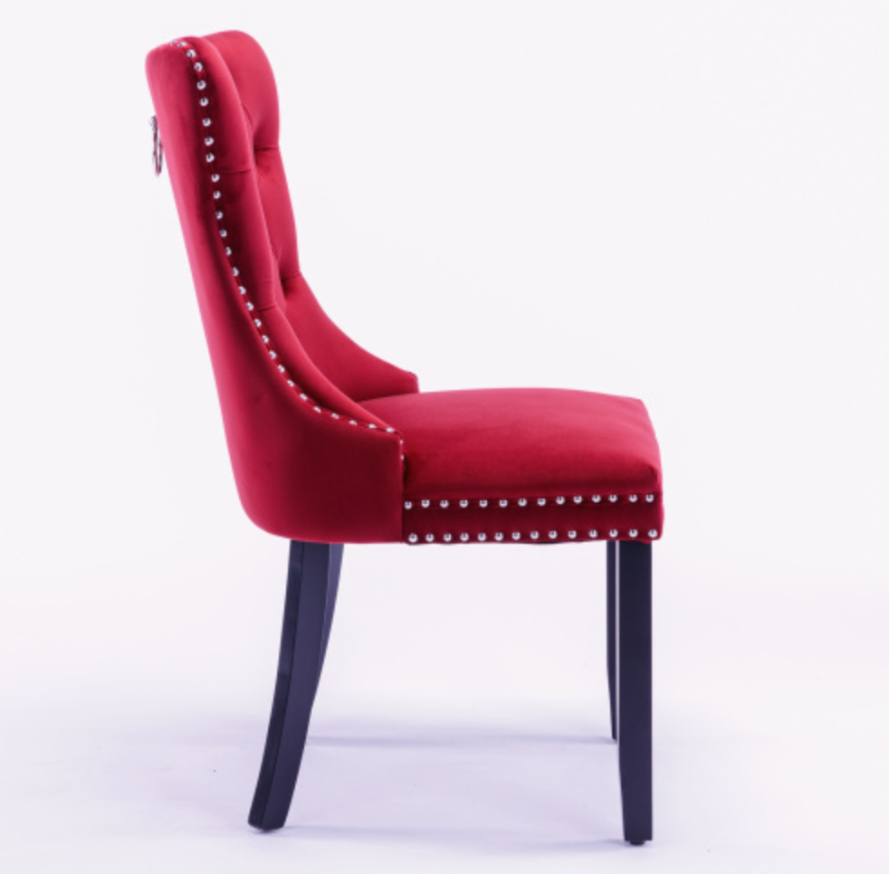 Classic Velvet Dining Chairs (Set of 2) - Wine Red