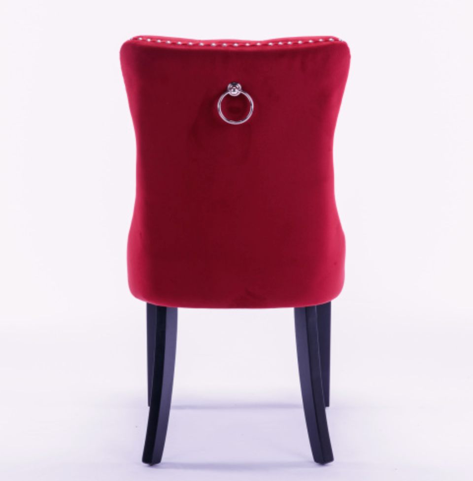 Classic Velvet Dining Chairs (Set of 2) - Wine Red