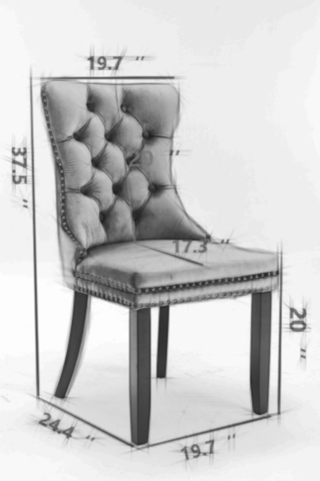 Classic Velvet Dining Chairs (Set of 2) - Wine Red