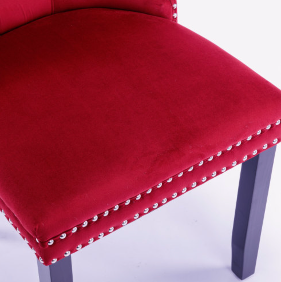 Classic Velvet Dining Chairs (Set of 2) - Wine Red