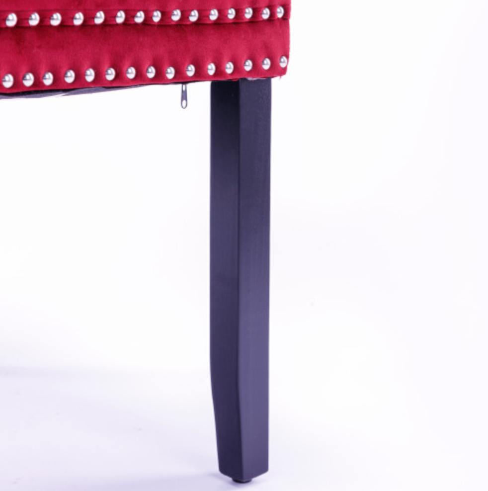 Classic Velvet Dining Chairs (Set of 2) - Wine Red