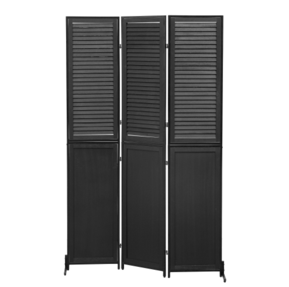 3 Panel Room Divider 6Ft Wood - Black