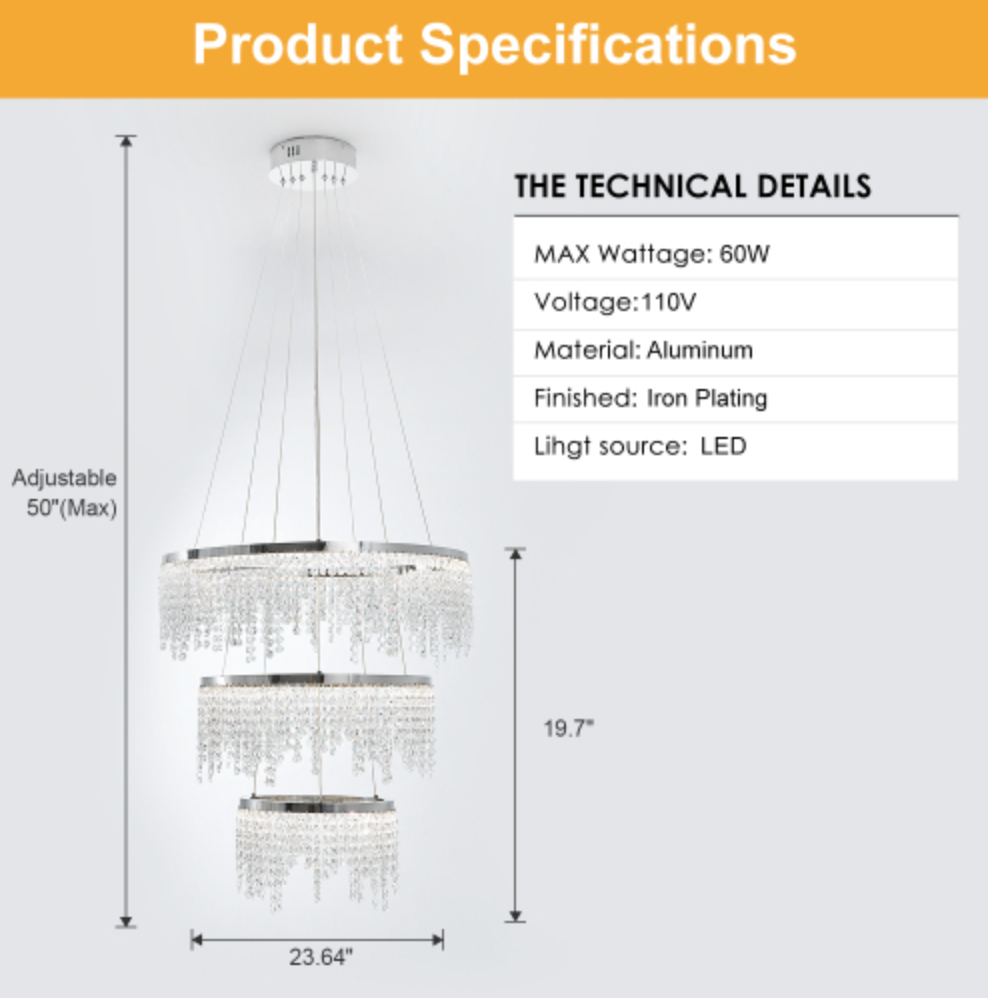 Luxury Modern Pendant Light Crystal Chandelier
