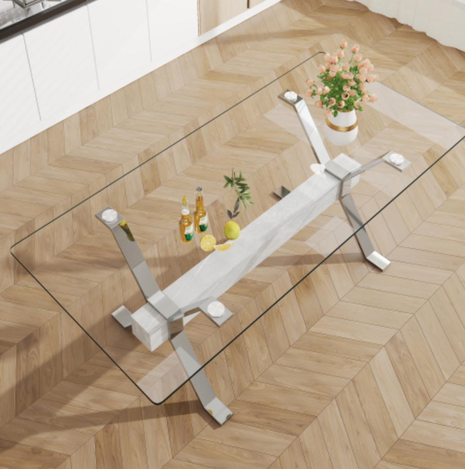Modern Tempered Glass Dining Table