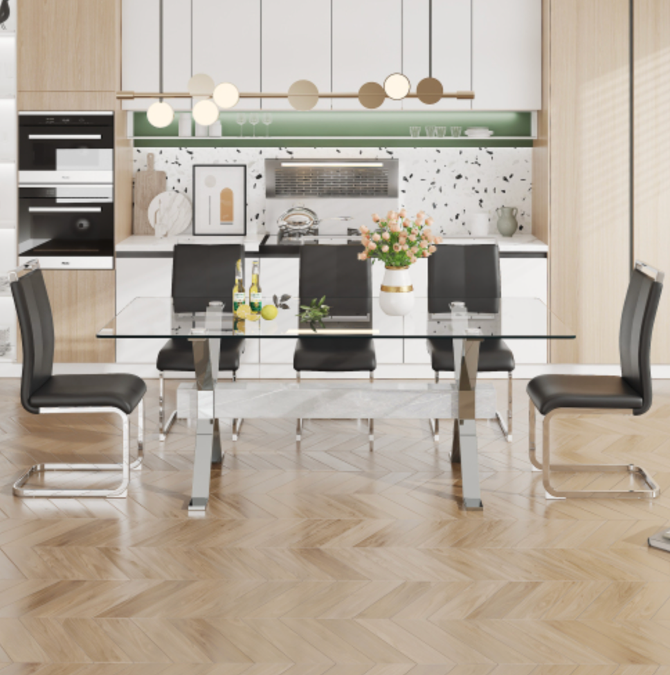Modern Tempered Glass Dining Table