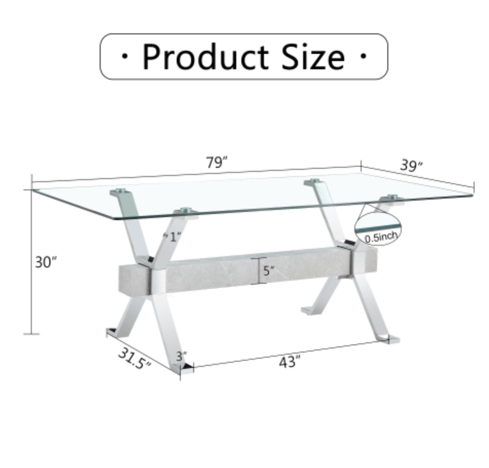 Modern Tempered Glass Dining Table
